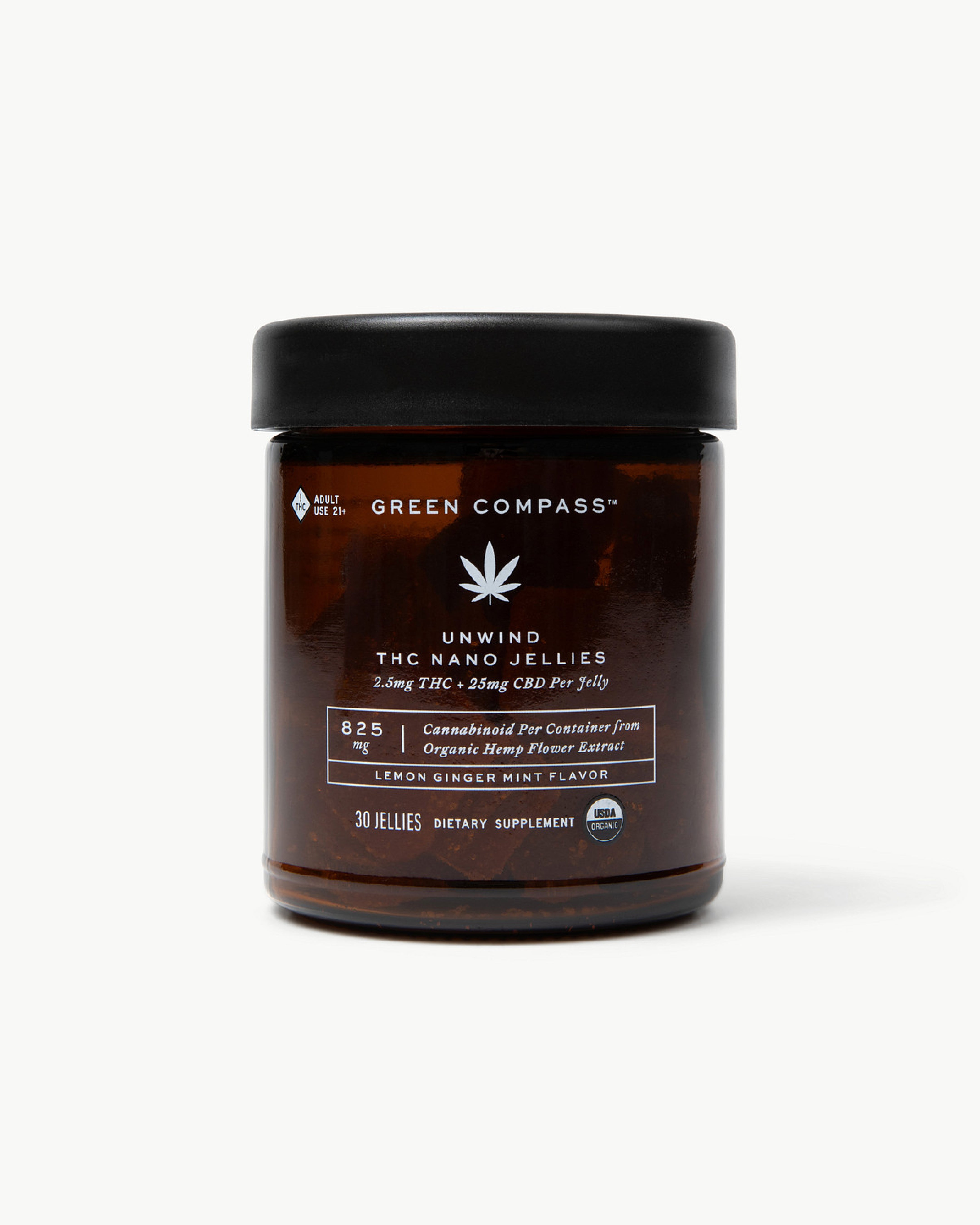 Organic Unwind THC Nano Jellies Lemon Ginger Mint Flavor – Green