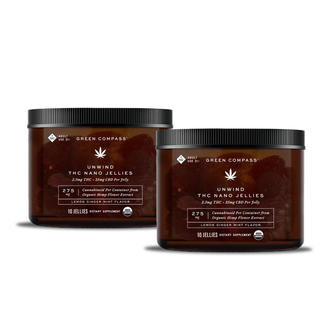 Organic Unwind THC Nano Jellies Lemon Ginger Mint Flavor – Green
