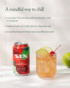 SIX Cherry Lime can with a cocktail and text about THC benefits on a white background