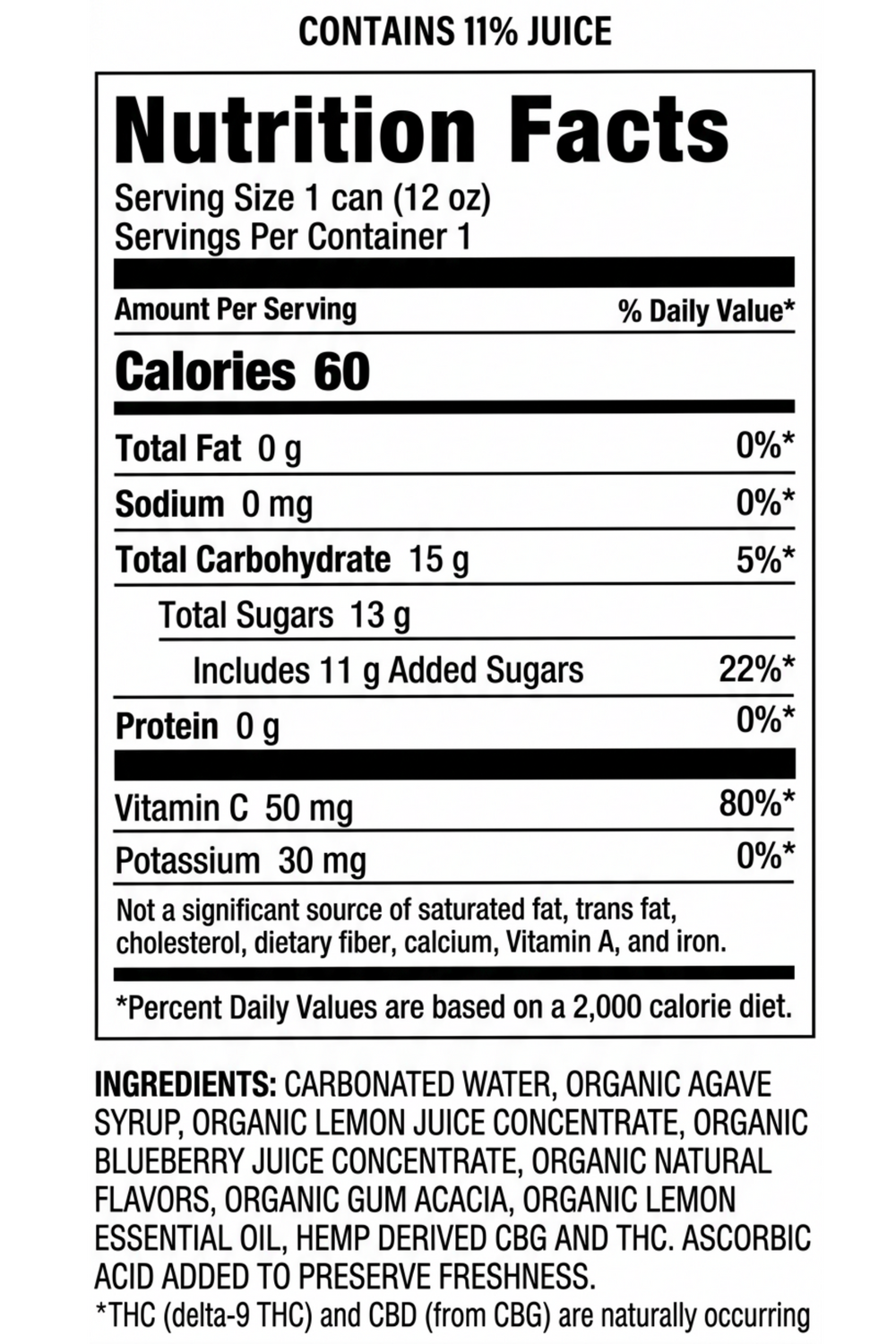 SIX Sparkling Berry Lemonade supplement label
