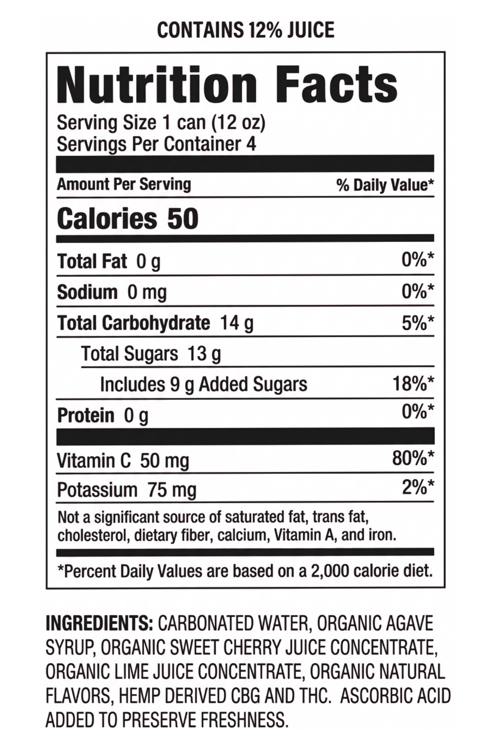 SIX Sparkling Cherry Lime supplement label