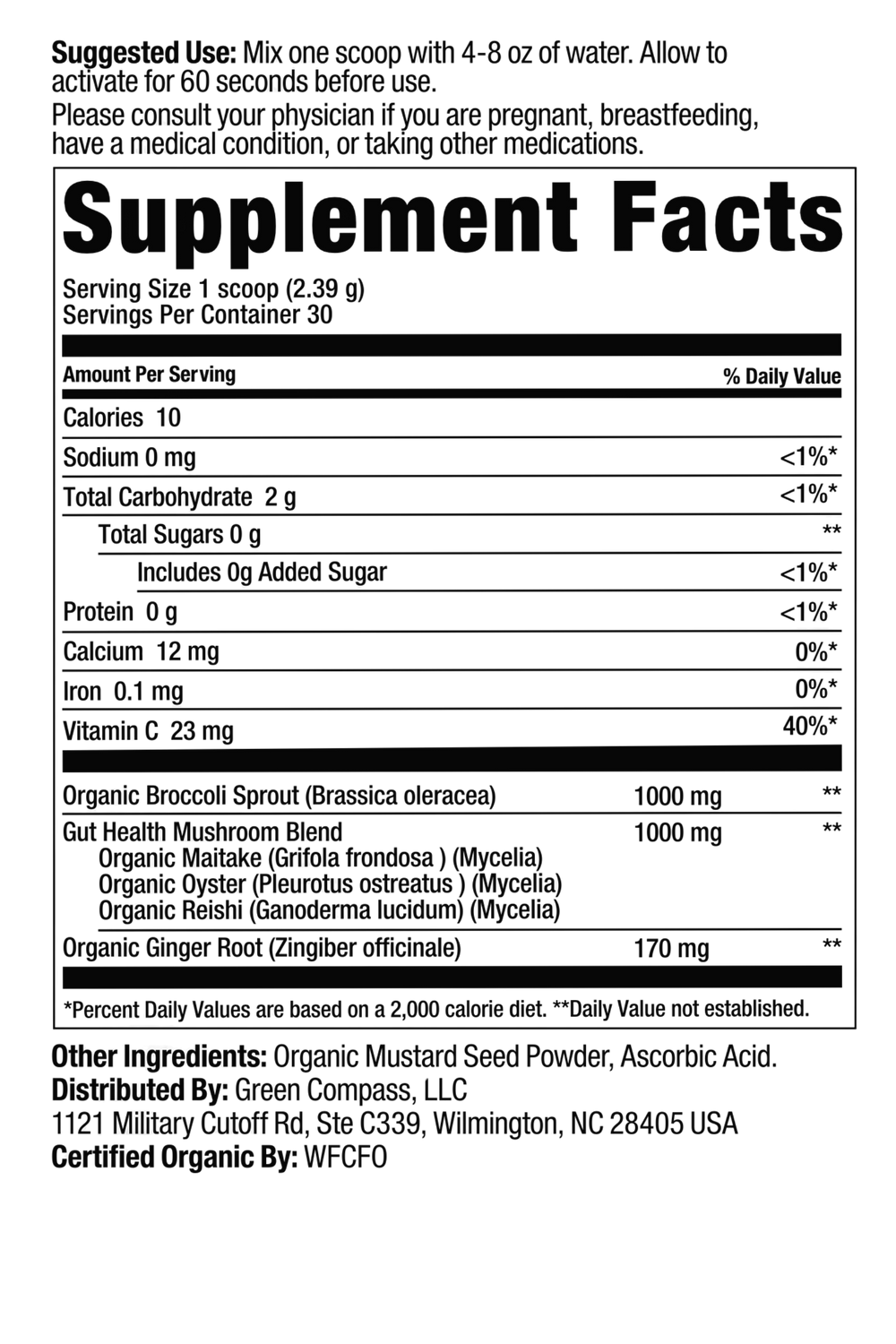 Core Bloom supplement label