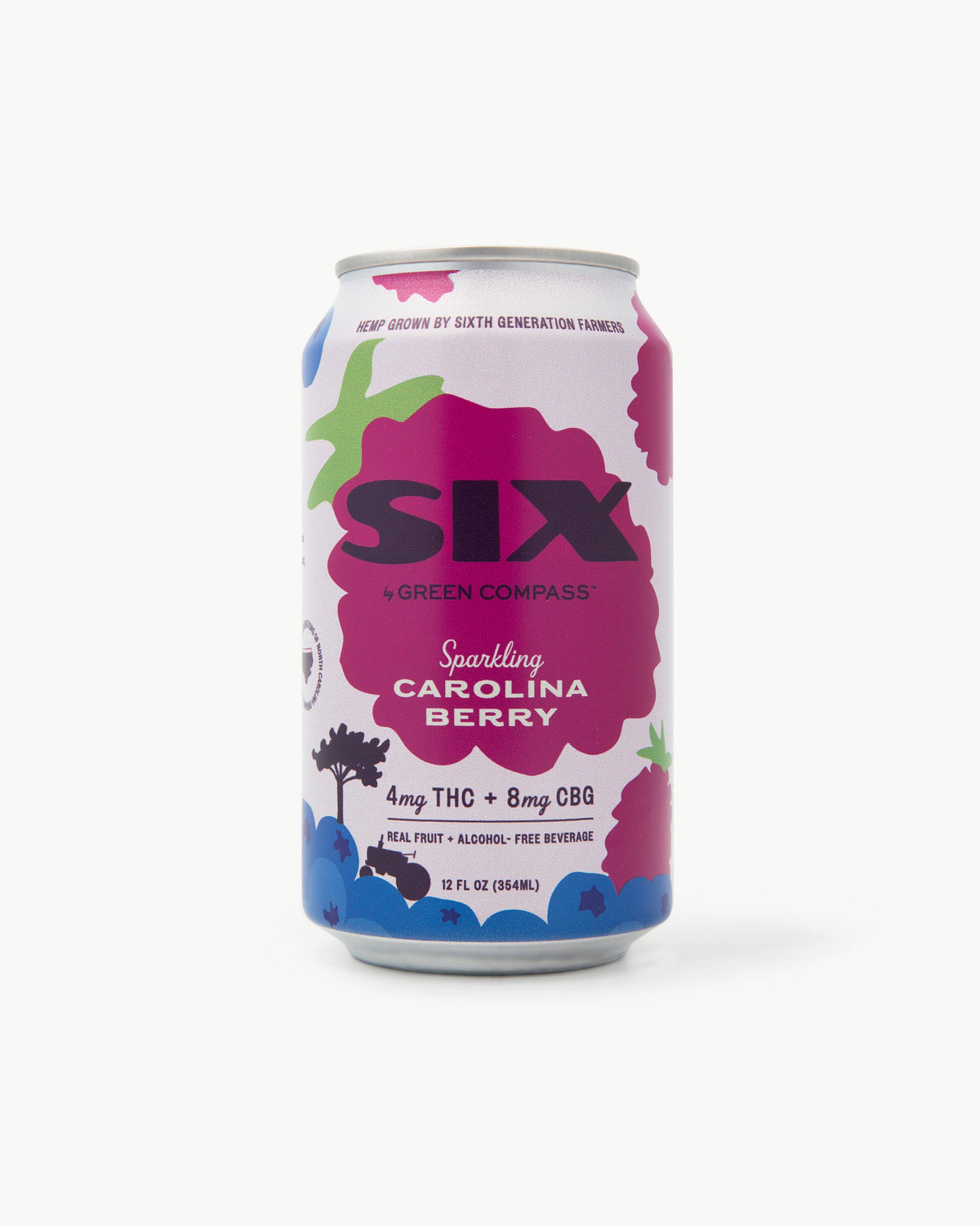 SIX sparkling Carolina Berry can on a white background|variant:16-pack