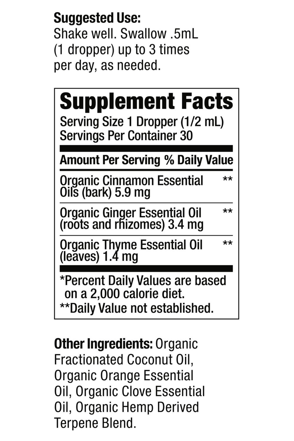 Organic BOOST - Immune supplement label