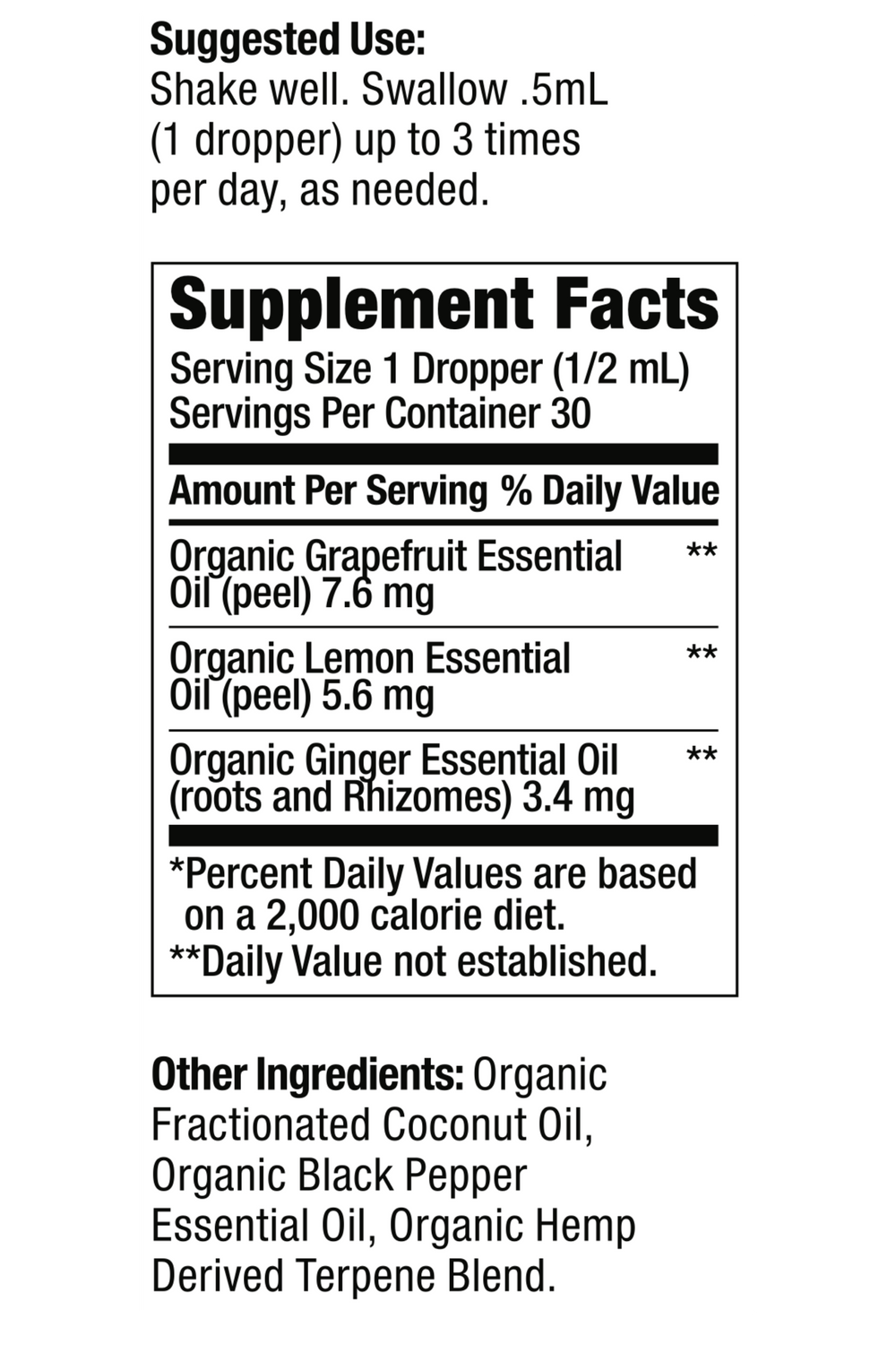 Organic BOOST - Metabolism supplement label