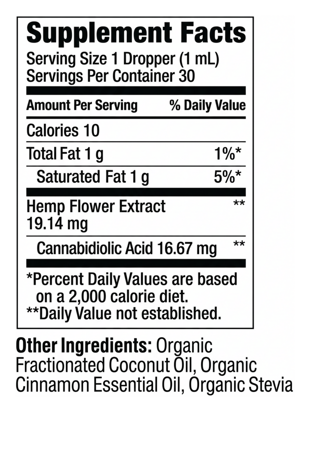 CBDA Isolate supplement label